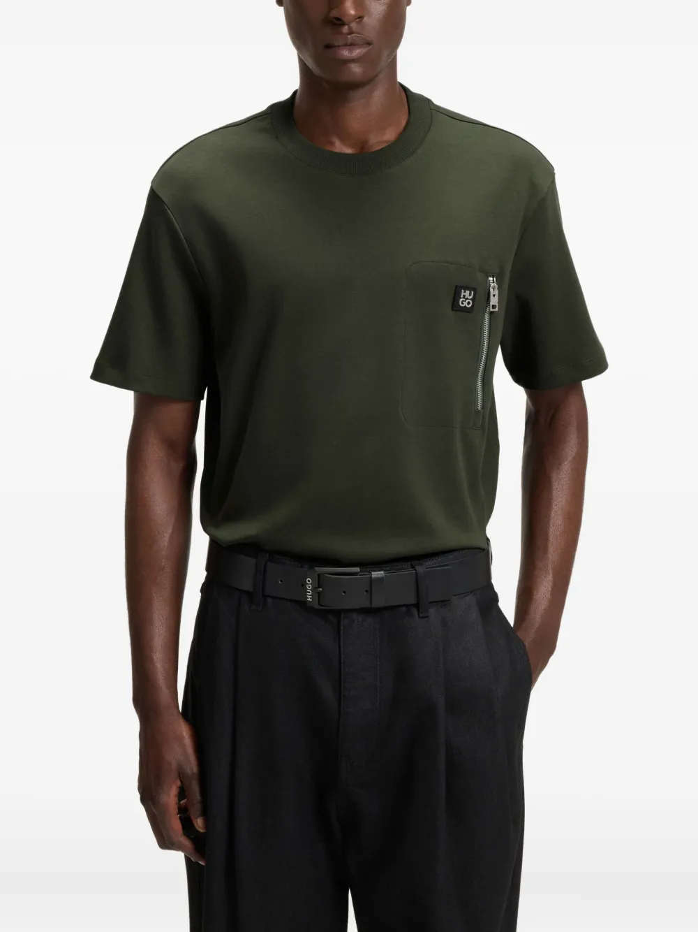 HUGO T-shirt met logopatch Groen