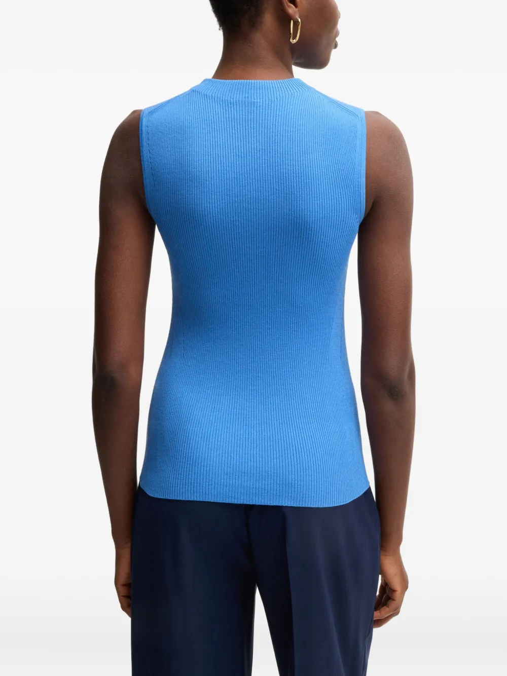 BOSS Geribbelde top Blauw