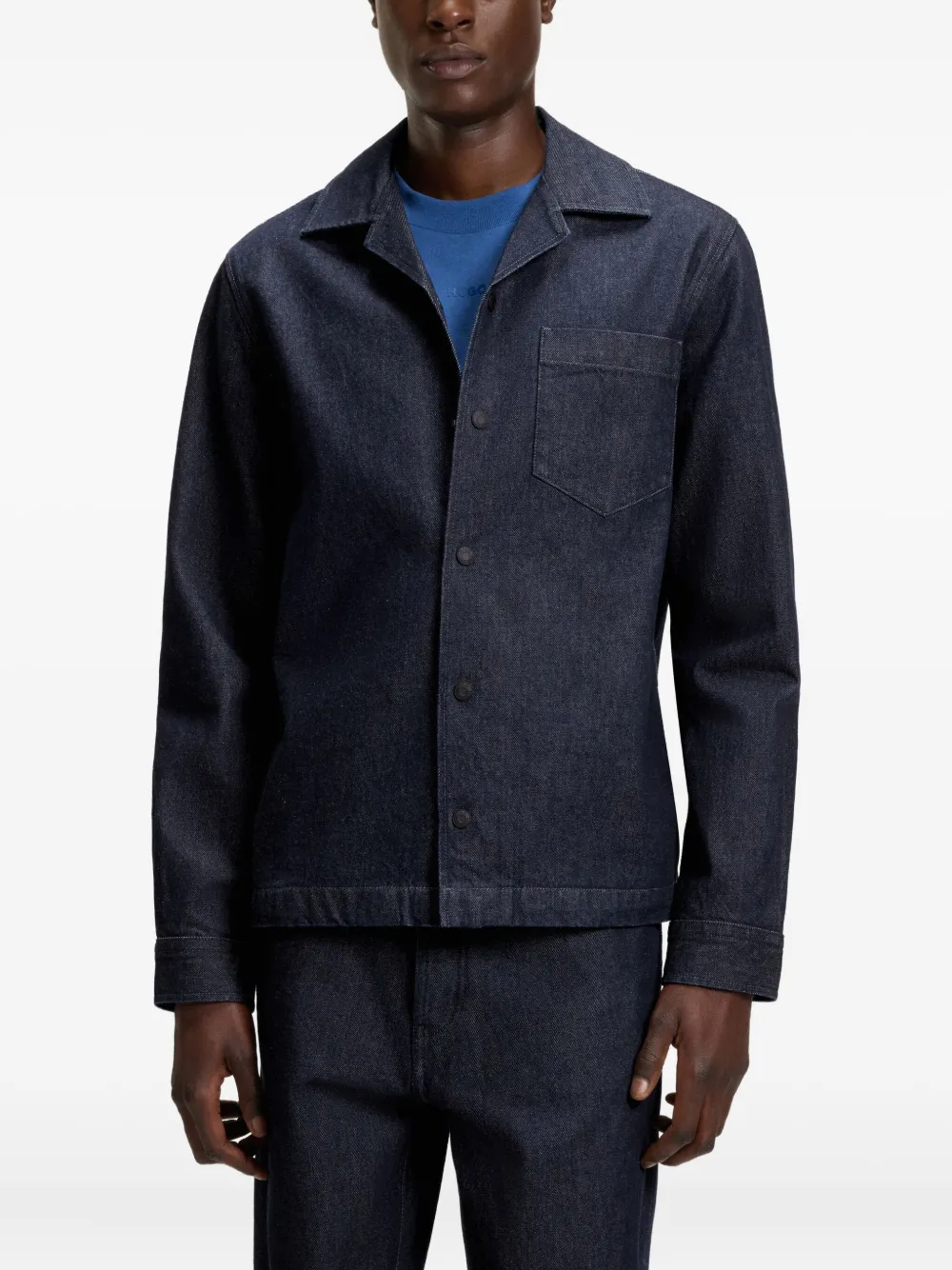 HUGO Button-up denim jack Blauw