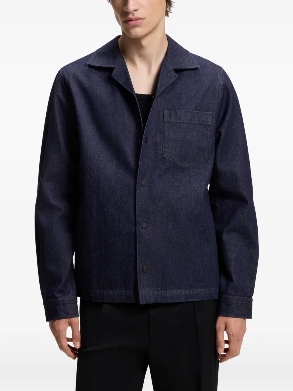 HUGO Button-up denim jack Blauw