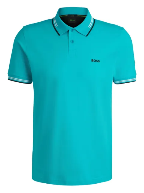 BOSS Camisa polo com listras na gola