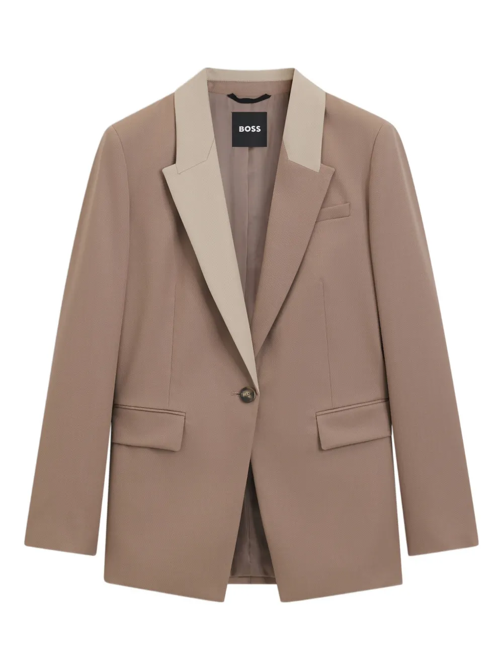 BOSS Wollen blazer met contrasterende revers Beige