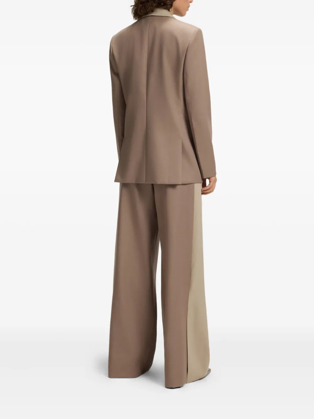 BOSS Wollen blazer met contrasterende revers Beige