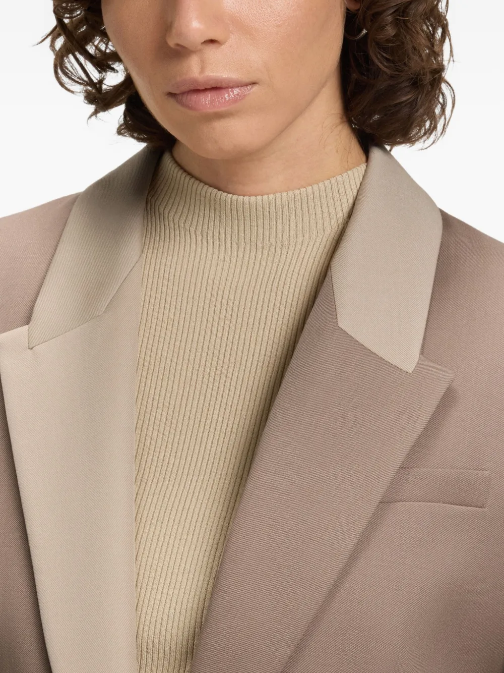 BOSS Wollen blazer met contrasterende revers Beige