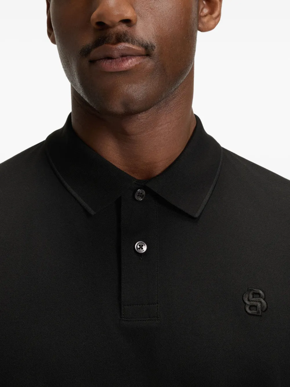 BOSS Poloshirt met geborduurd logo Zwart