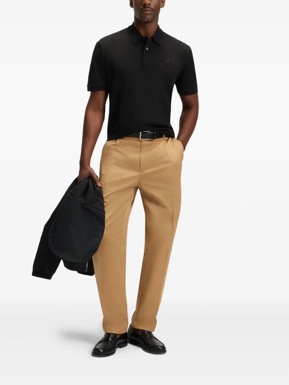 BOSS Poloshirt met geborduurd logo - Zwart