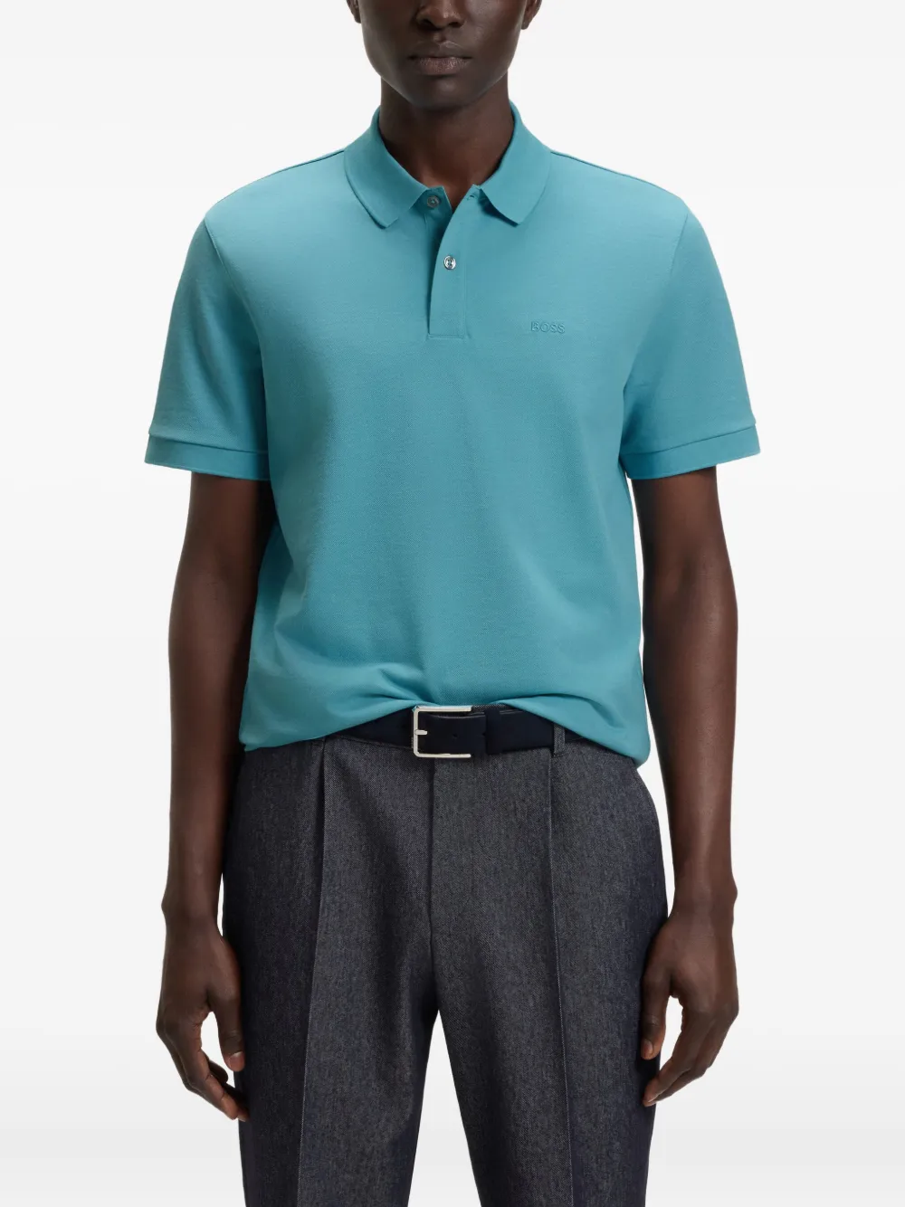 BOSS Poloshirt met geborduurd logo Blauw