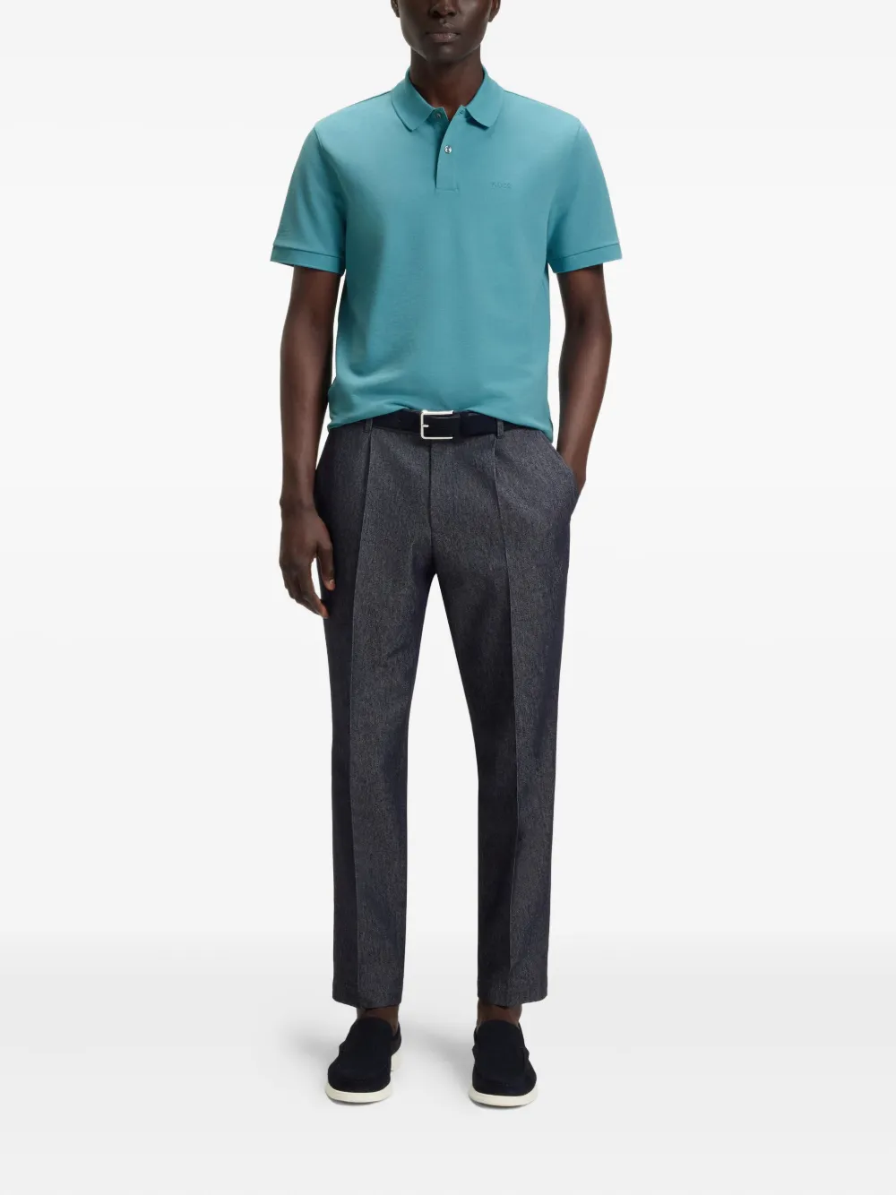 BOSS Poloshirt met geborduurd logo - Blauw