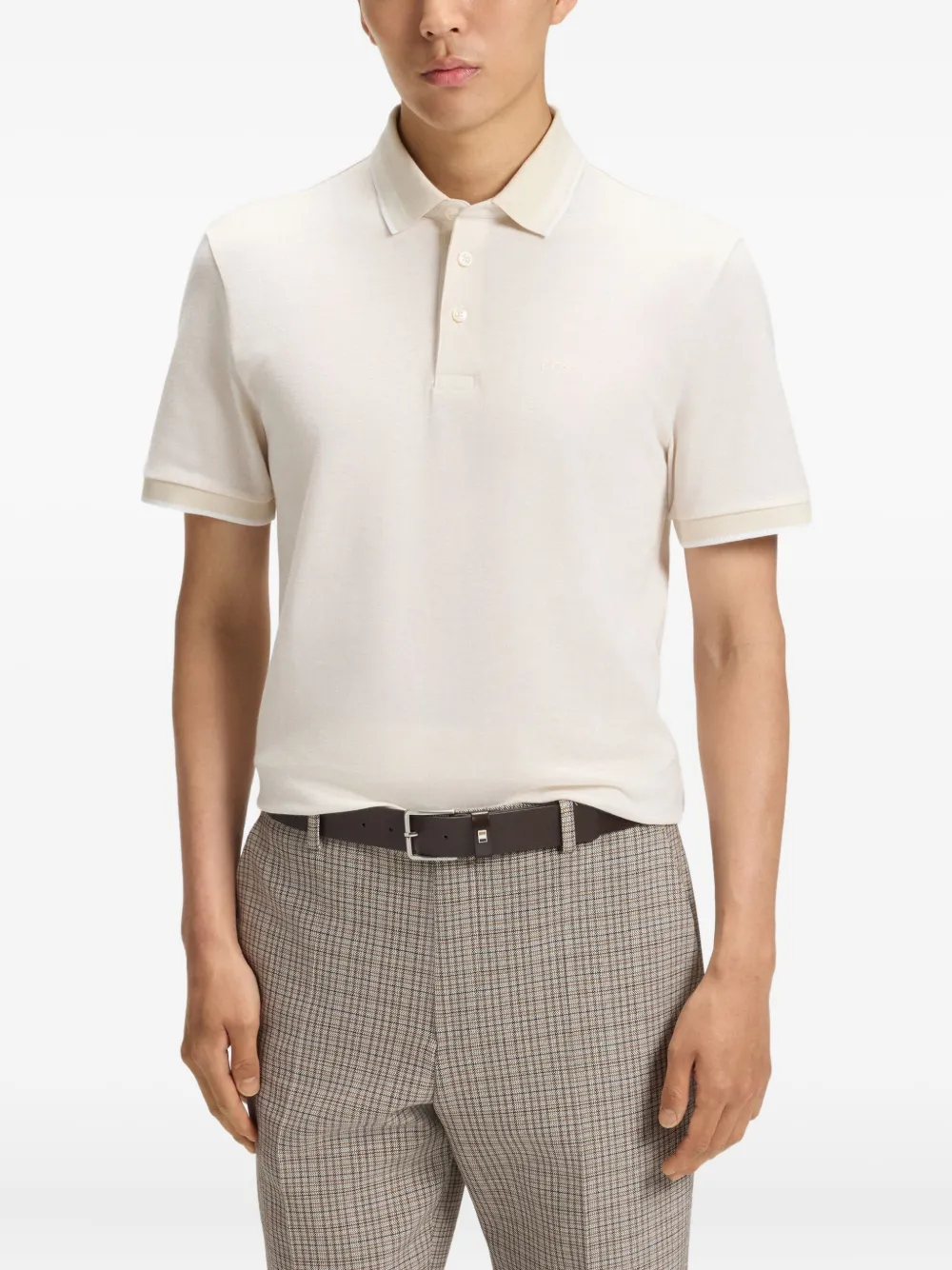 BOSS Piqué poloshirt Wit