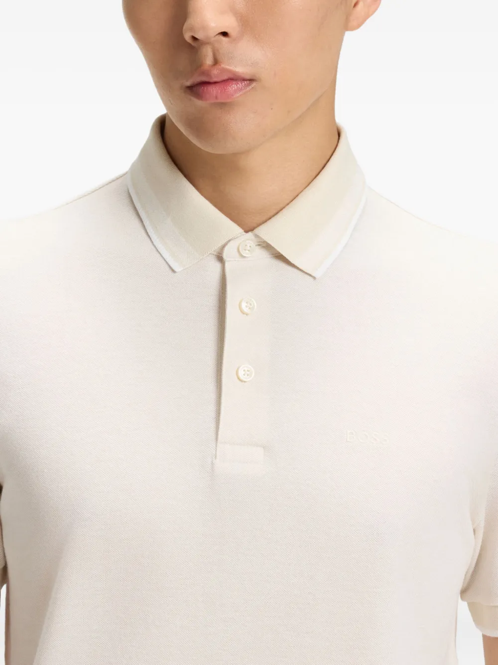 BOSS Piqué poloshirt Wit