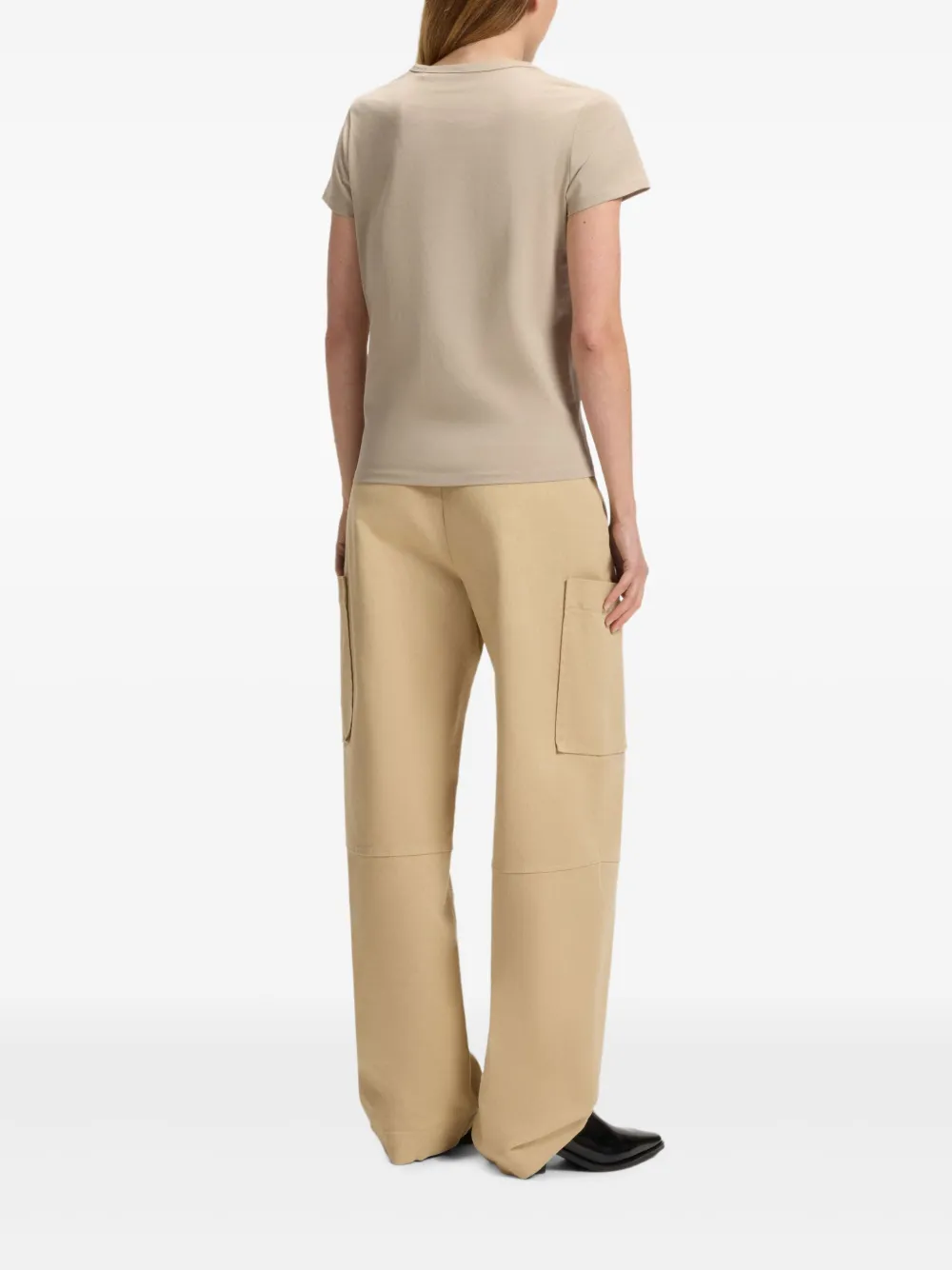 BOSS Katoenen T-shirt met logo-applicatie Beige