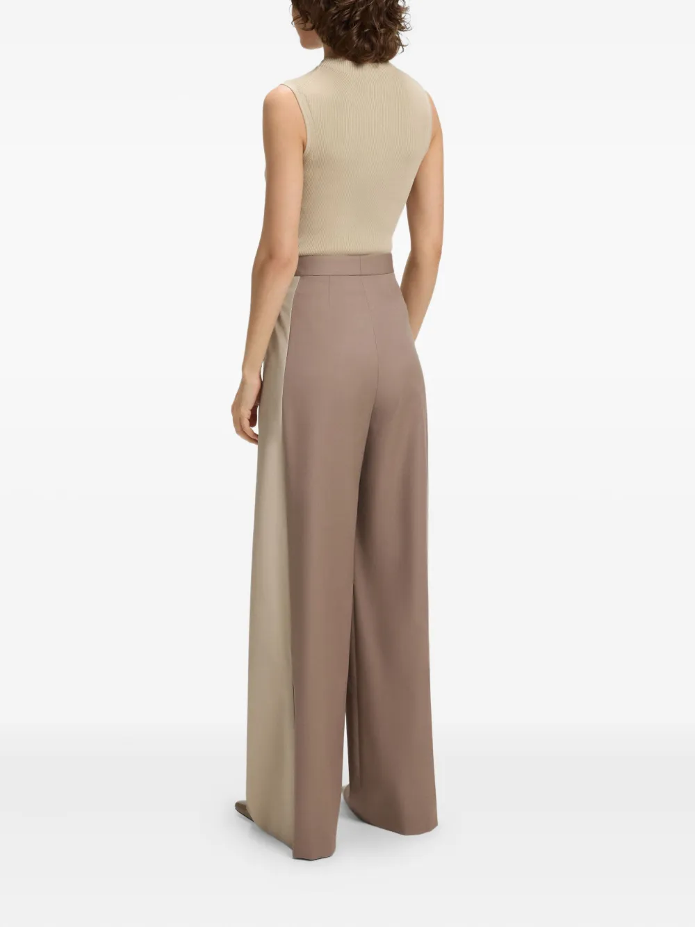BOSS Broek met wijde pijpen en vlakken Beige