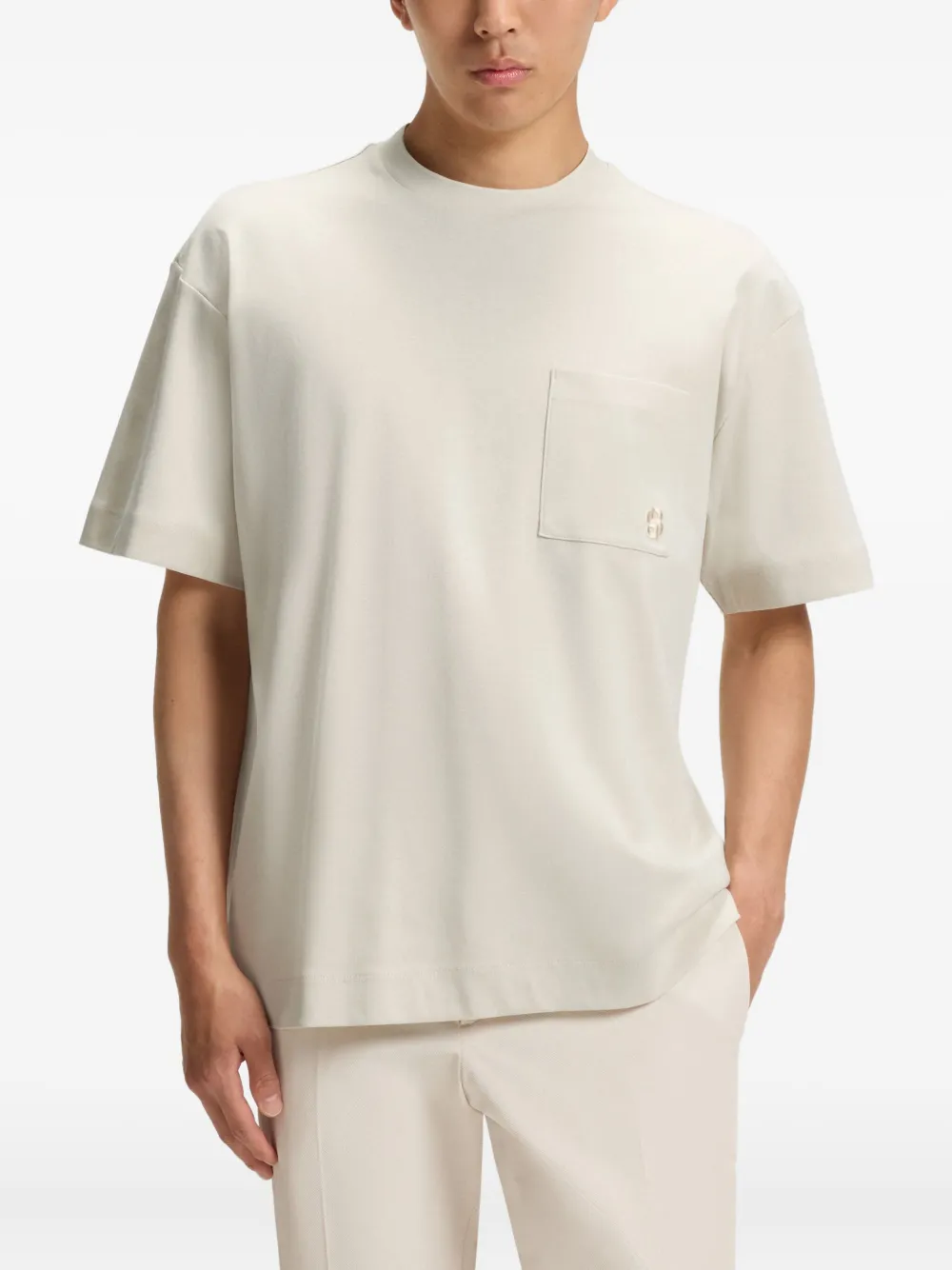 BOSS Katoenen T-shirt Beige