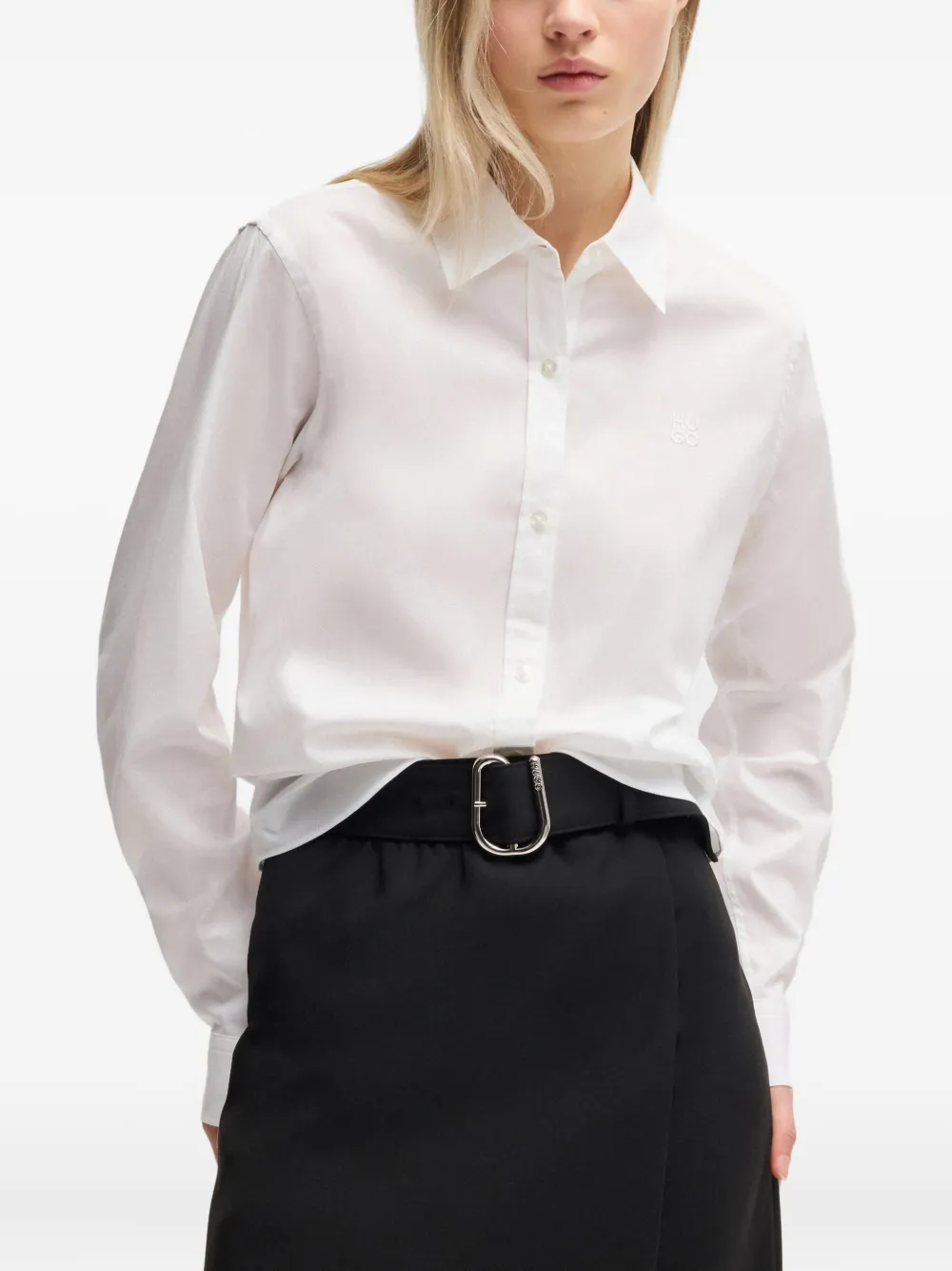 HUGO Blouse met geborduurd logo Wit