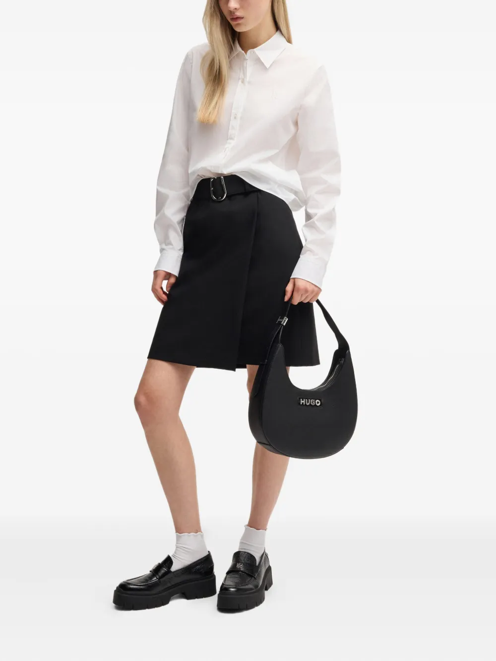HUGO Blouse met geborduurd logo Wit