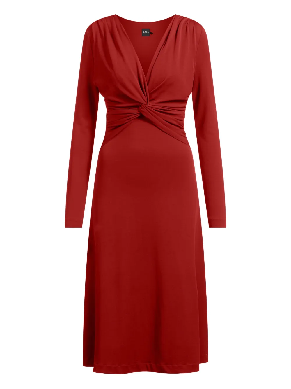 BOSS twist-detail long-sleeve midi dress Rood