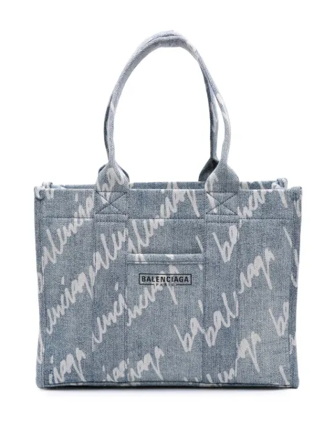 Balenciaga Pre-Owned 2009 スモール デニム スクリブル ロゴ ハードウェア サッチェルバッグ