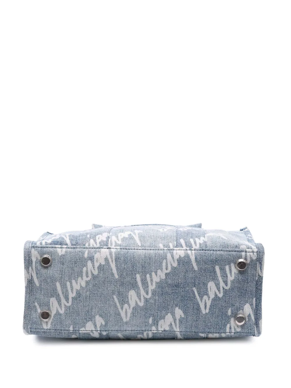 Pre-owned Balenciaga 2009 Small Denim Scribble Logo Hardware Satchel