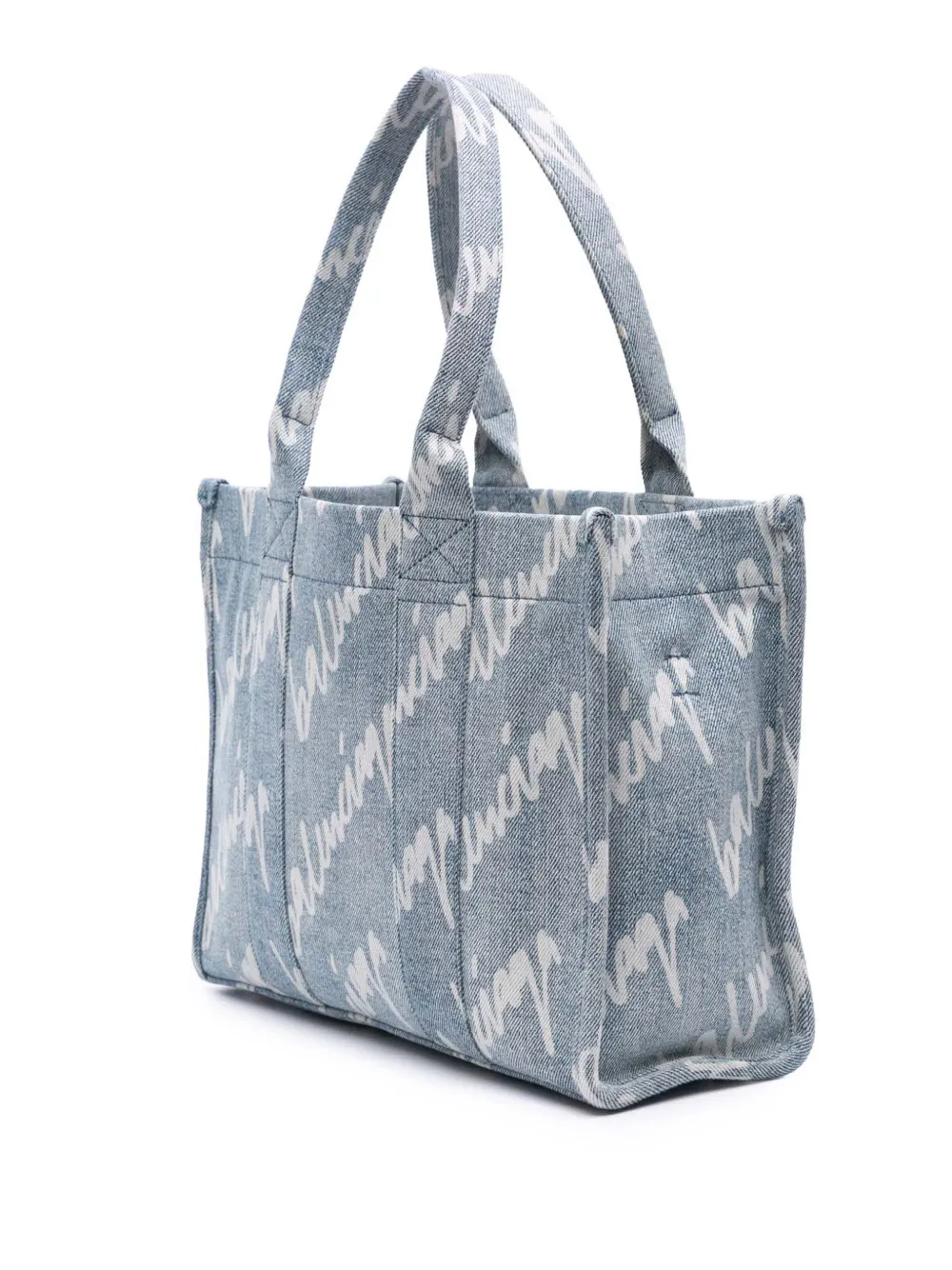 Pre-owned Balenciaga 2009 Small Denim Scribble Logo Hardware Satchel