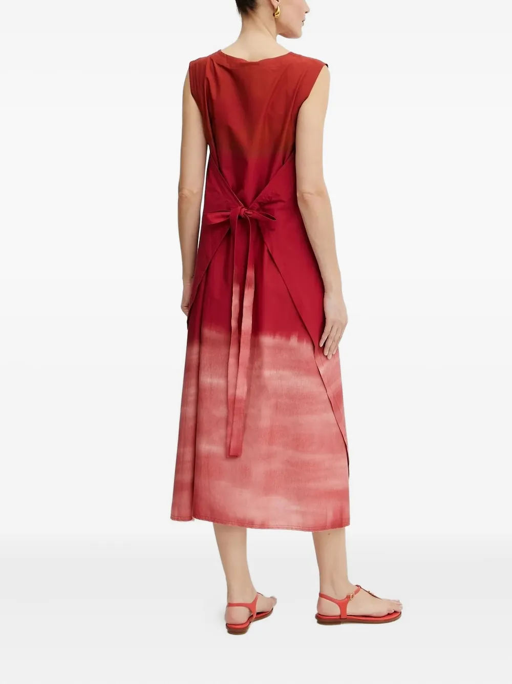 Liviana Conti Ombre jurk met tie-dye print Rood