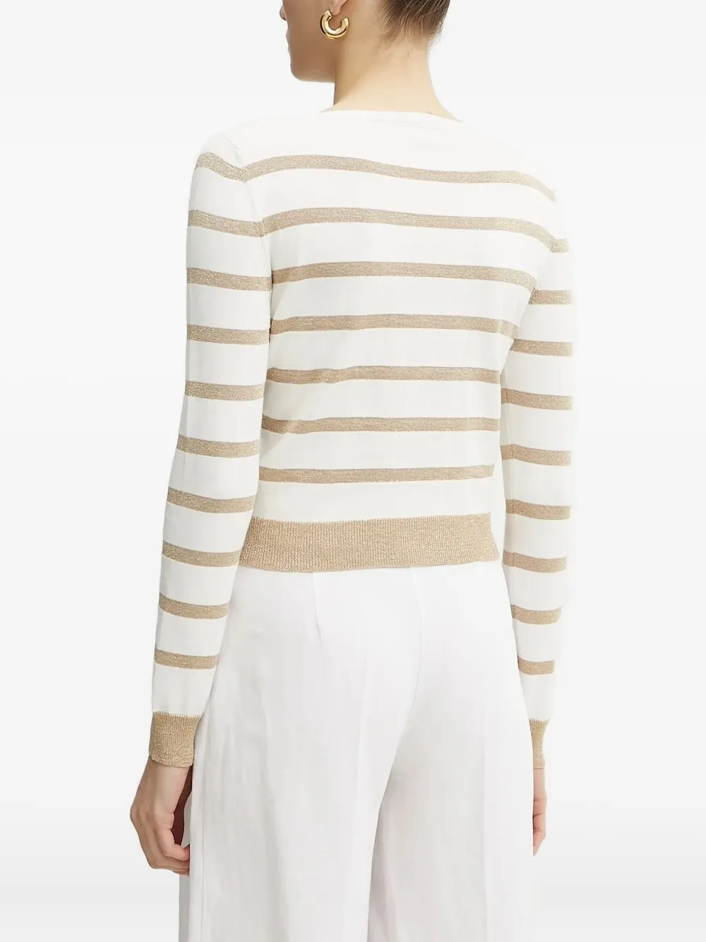 Ermanno Scervino Striped Embellished Sweater In White