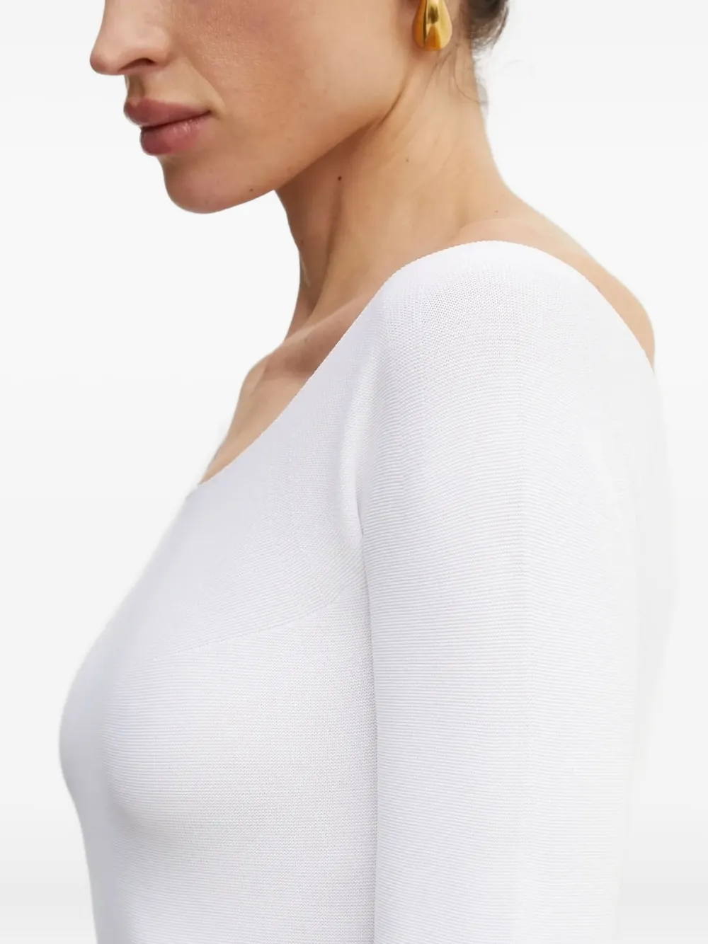 Liviana Conti Midi-jurk met boothals Wit