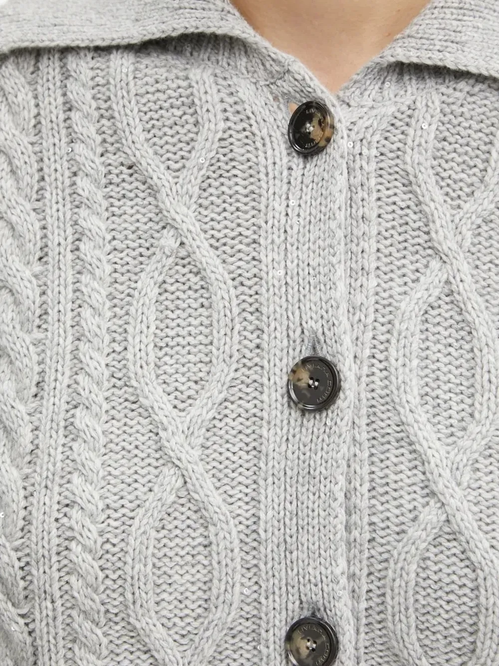 Cable-Knit Sequin-Embellished Cardigan