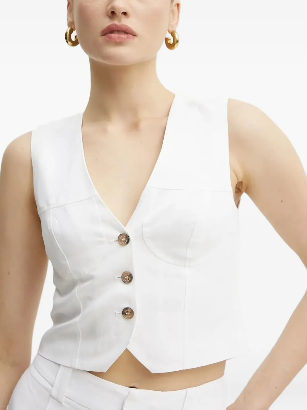 Ermanno Scervino button-fastening sleeveless top Wit