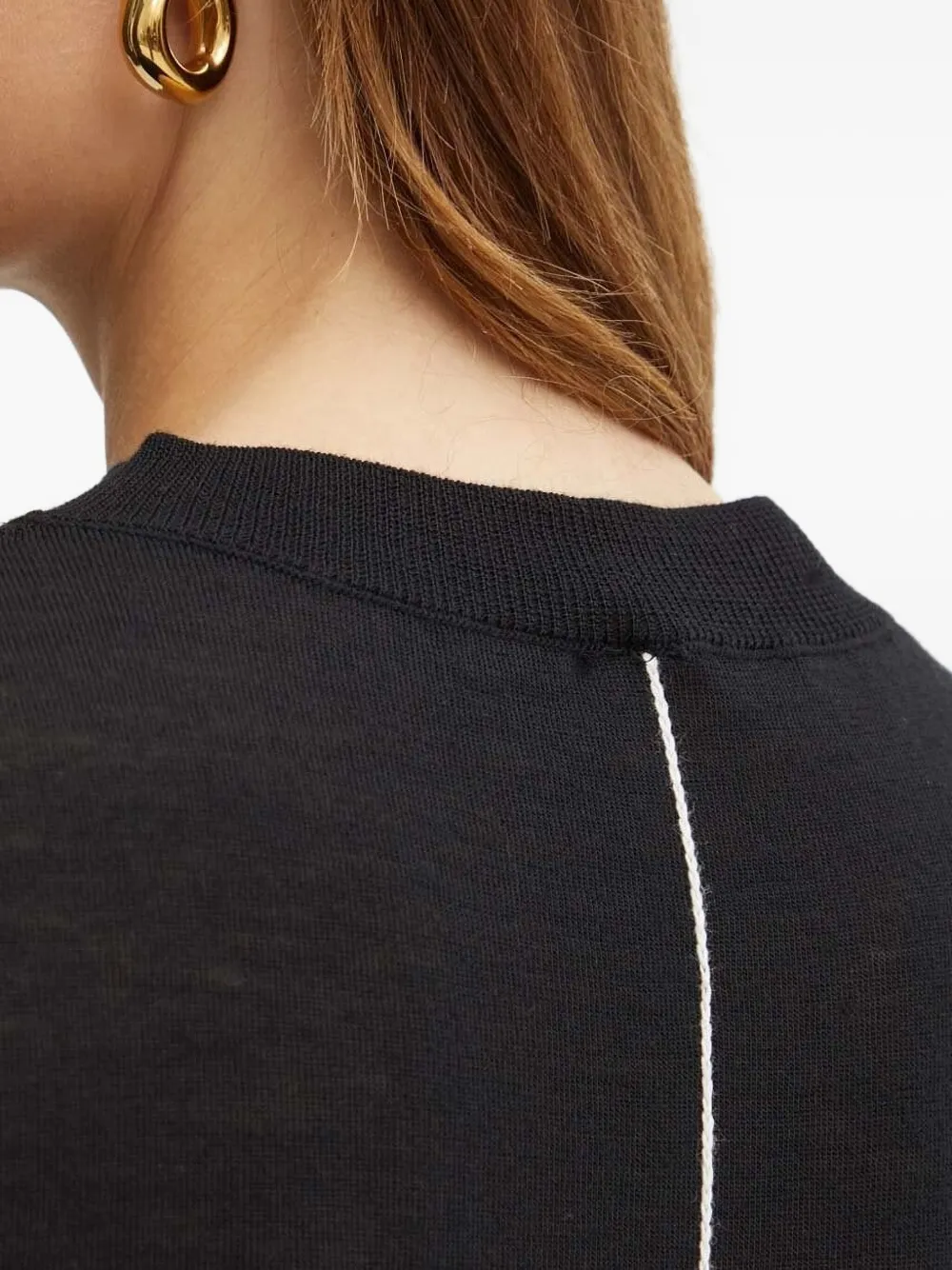 Liviana Conti Three-quarter Sleeve V-neck Sweater In Black