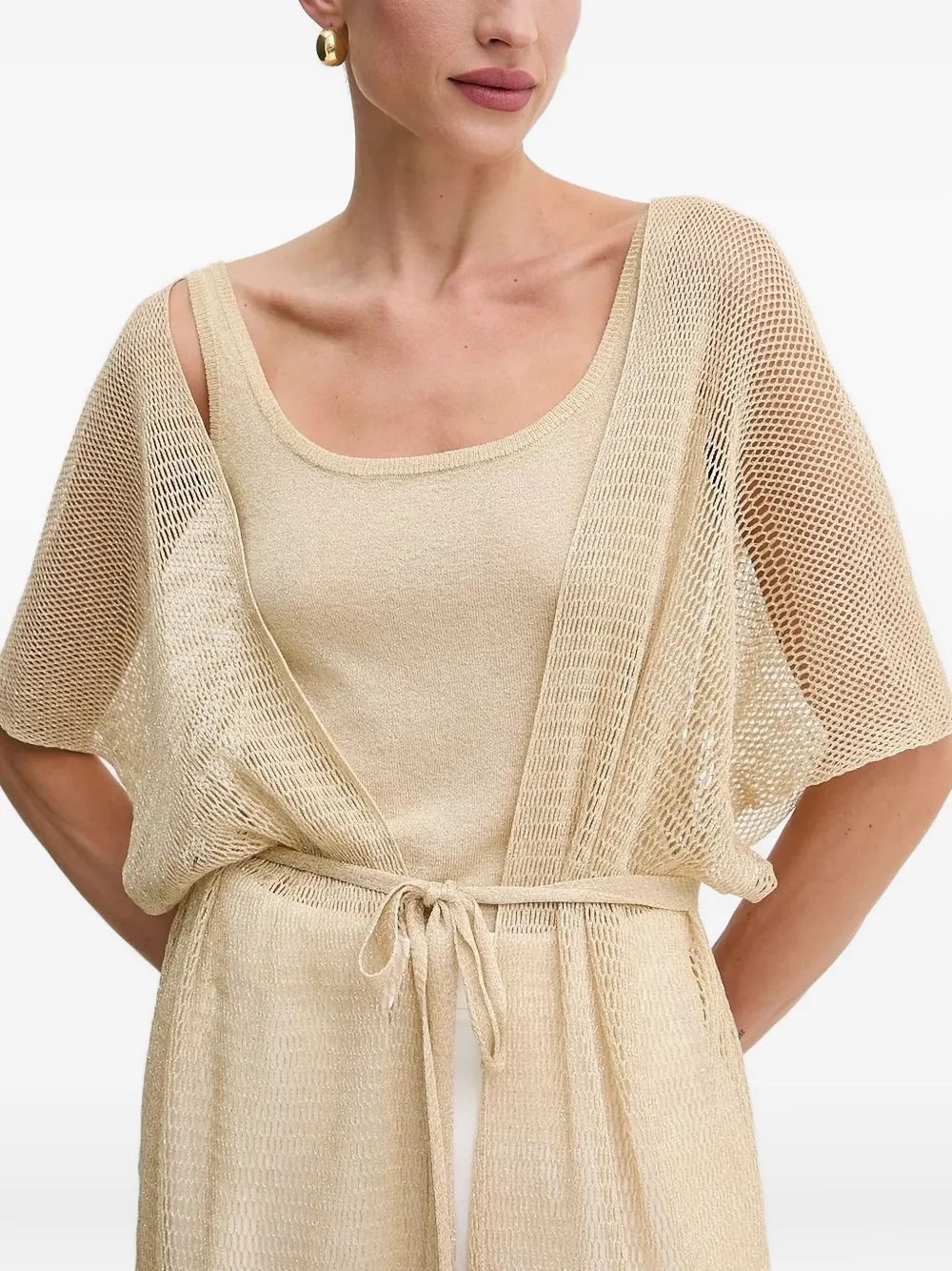 Liviana Conti fringed long cardigan | Neutrals | Image 1