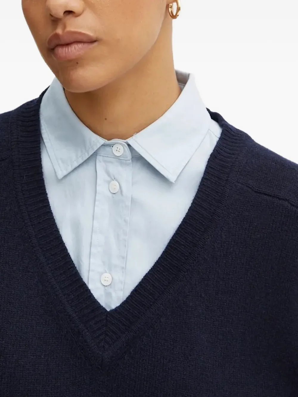 Liviana Conti Buttoned-sleeves Side-split Sweater In Blue