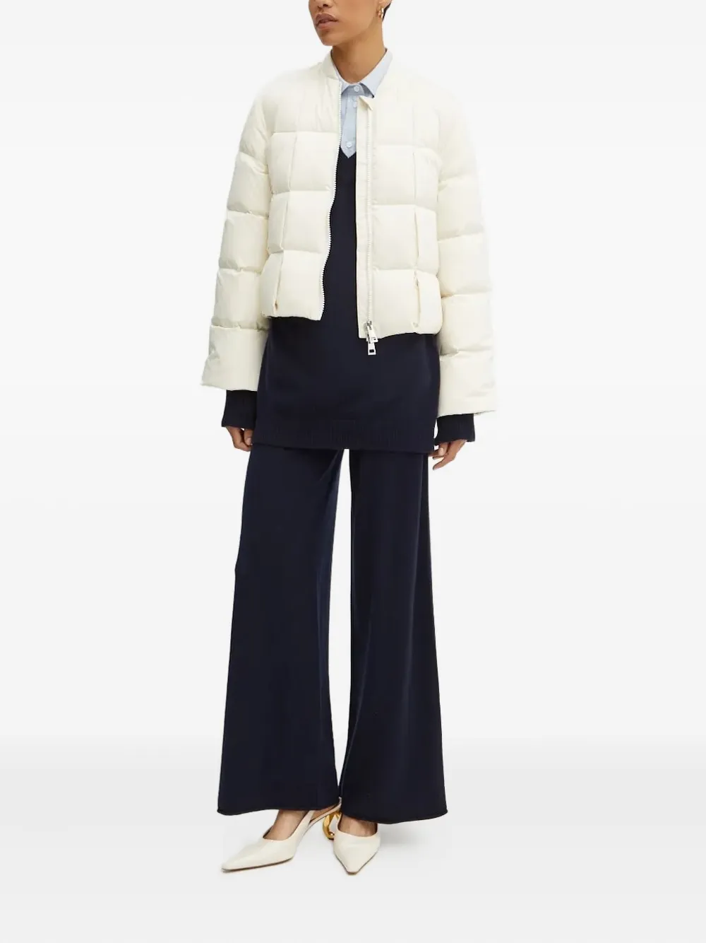 Liviana Conti Buttoned-sleeves Side-split Sweater In Blue