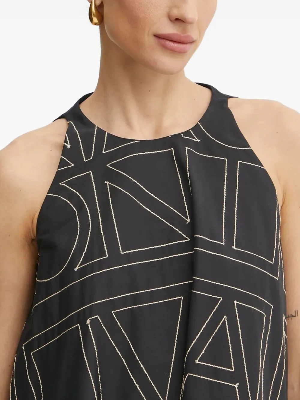 Liviana Conti Mouwloze midi-jurk met geometrische print Zwart