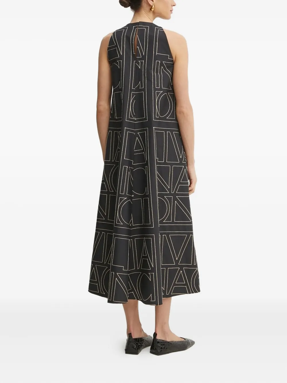 Liviana Conti geometric-print sleeveless midi dress - Zwart