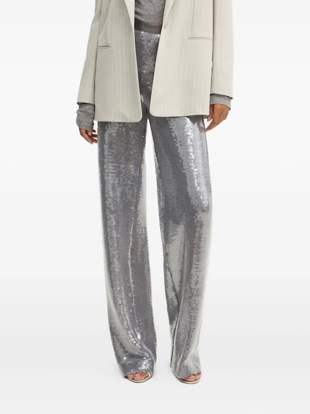 Liviana Conti sequin-fabric trousers | Grey | Image 1