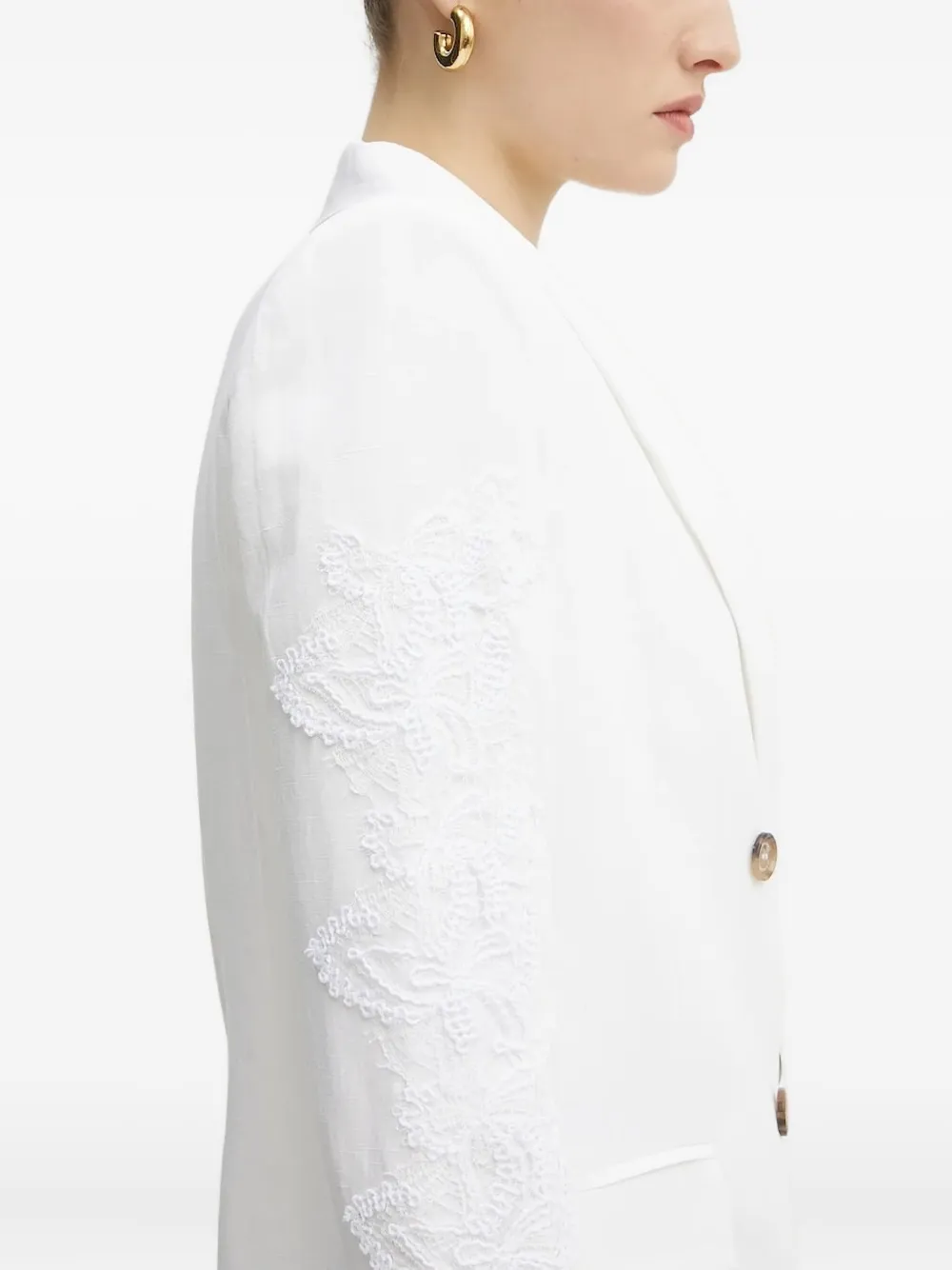 Ermanno Scervino Embroidered Double-breasted Blazer In White