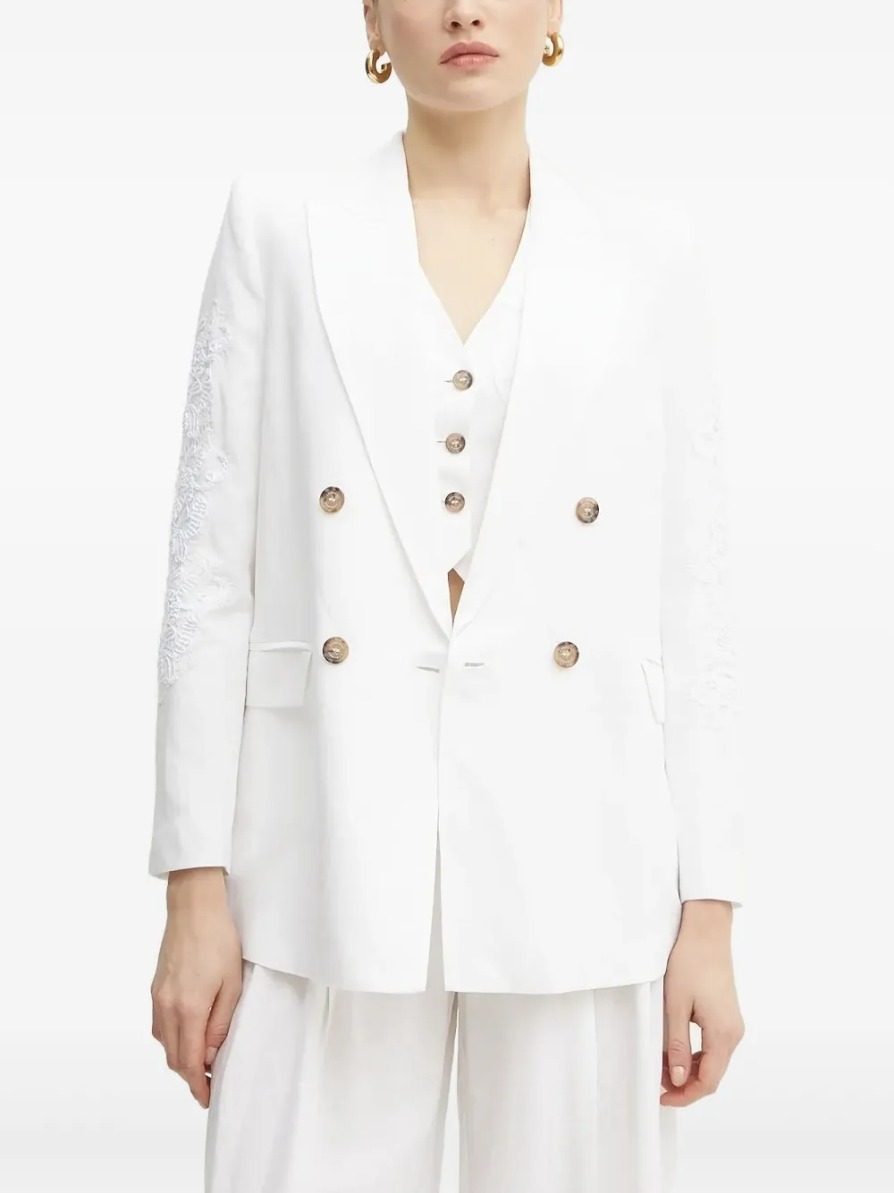 Ermanno Scervino embroidered double-breasted blazer | White | Image 1