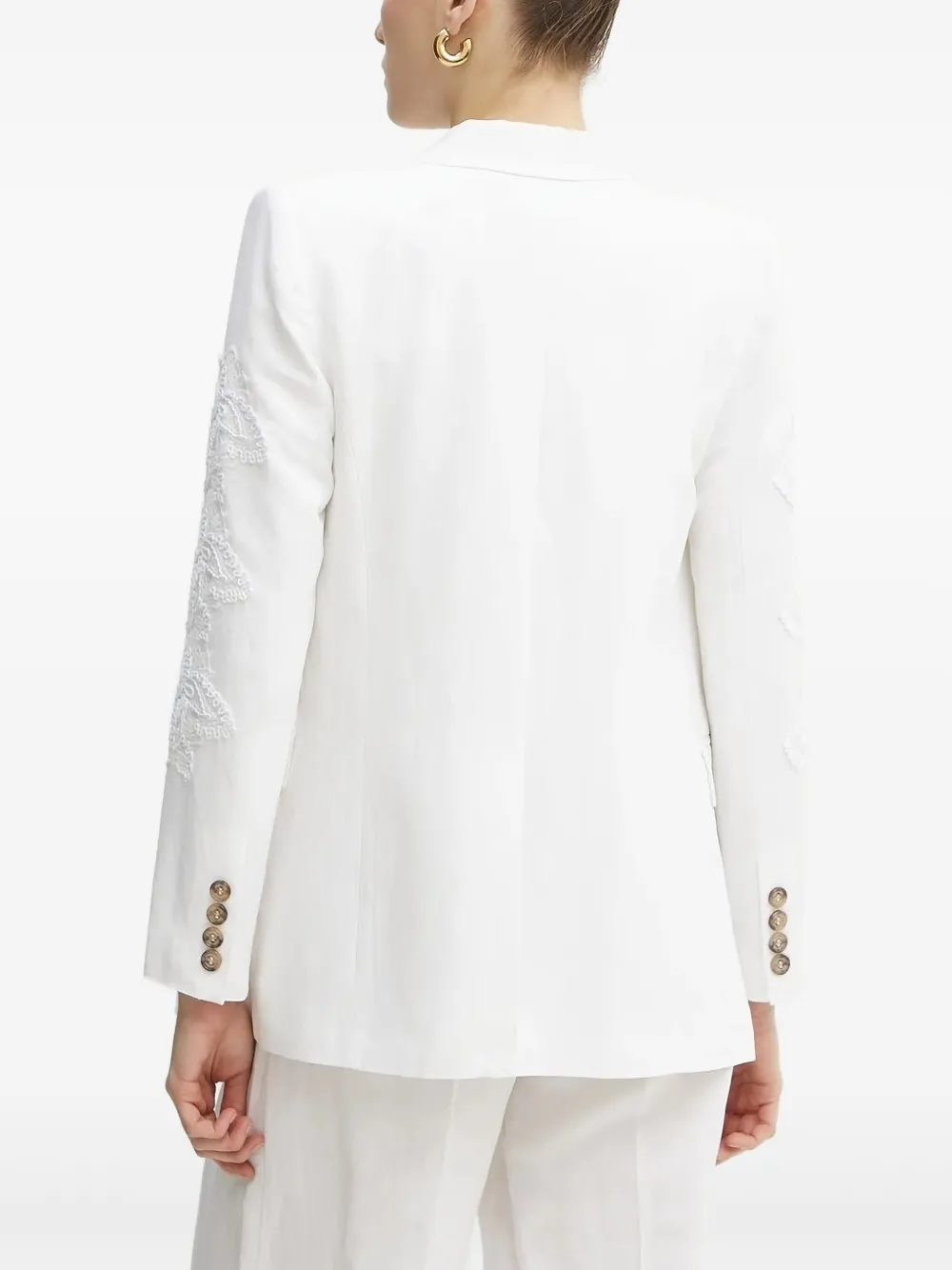 Ermanno Scervino Embroidered Double-breasted Blazer In White
