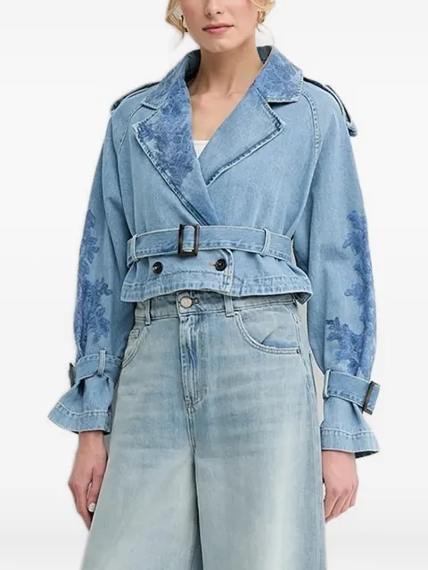 Ermanno Scervino embroidered belted denim jacket