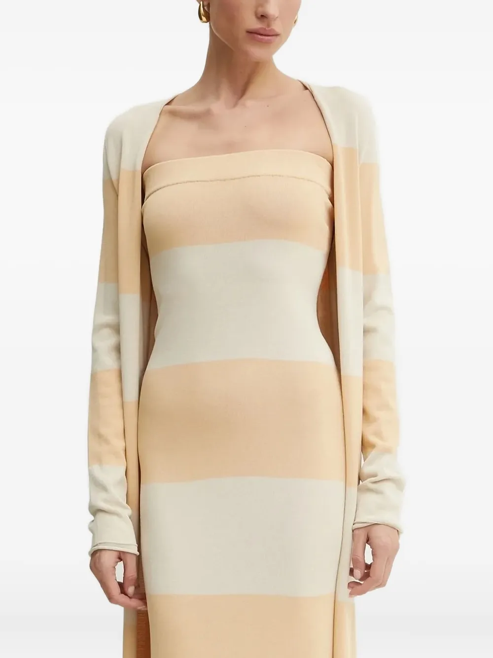 Liviana Conti Stripe Cardigan Dress Set In Neutral