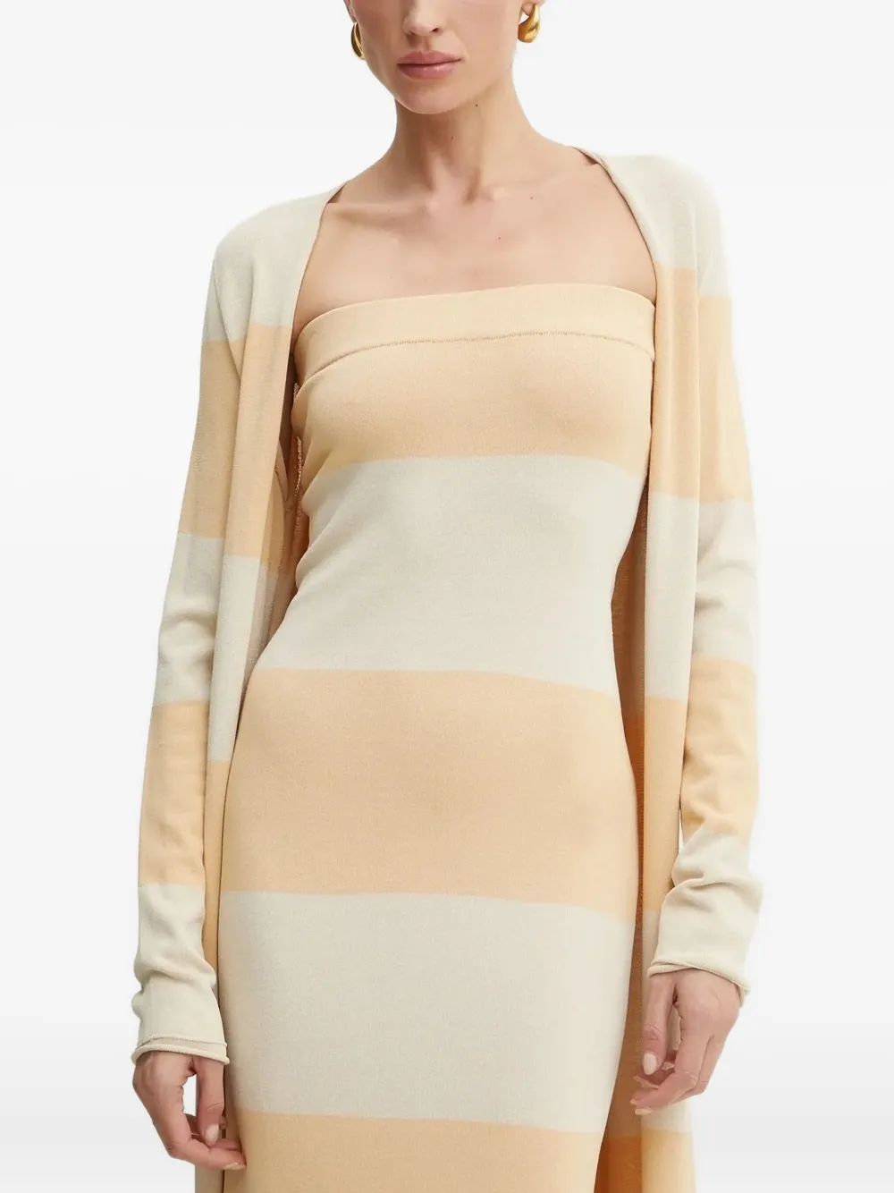 Liviana Conti Stripe Cardigan Dress Set In Neutral