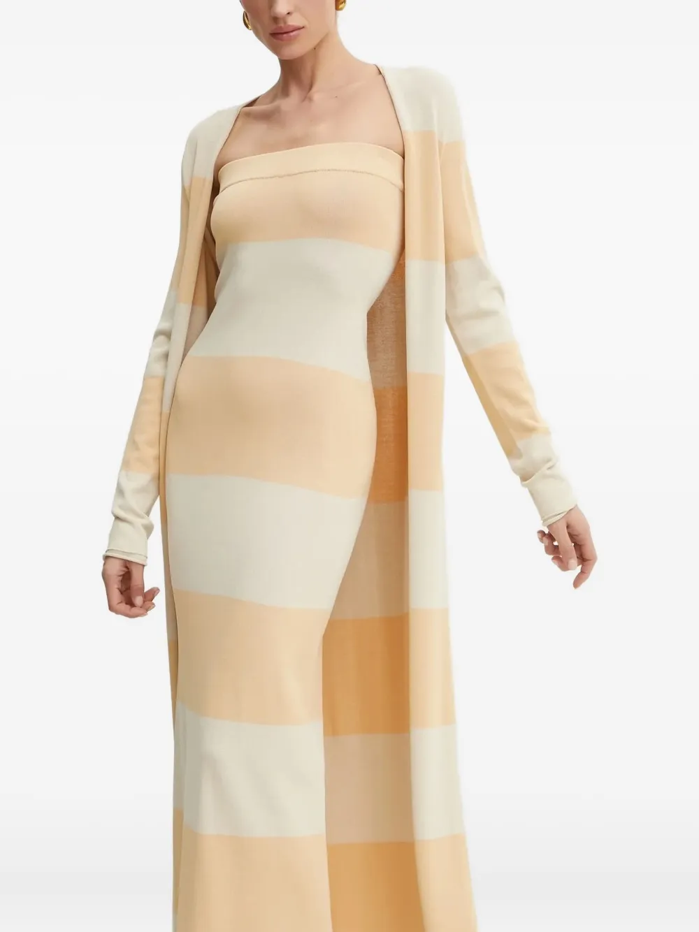 Liviana Conti Stripe Cardigan Dress Set In Neutral
