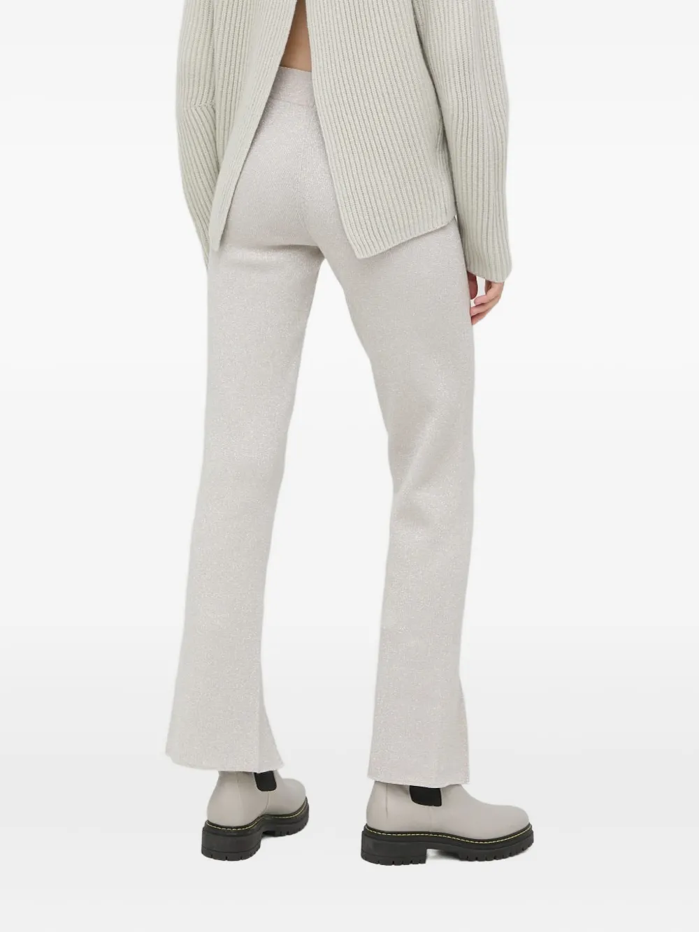 Liviana Conti Metallic broek met elastische tailleband - Beige