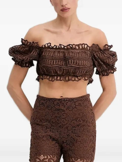 Ermanno Scervino off-shoulder embroidered-eyelet top