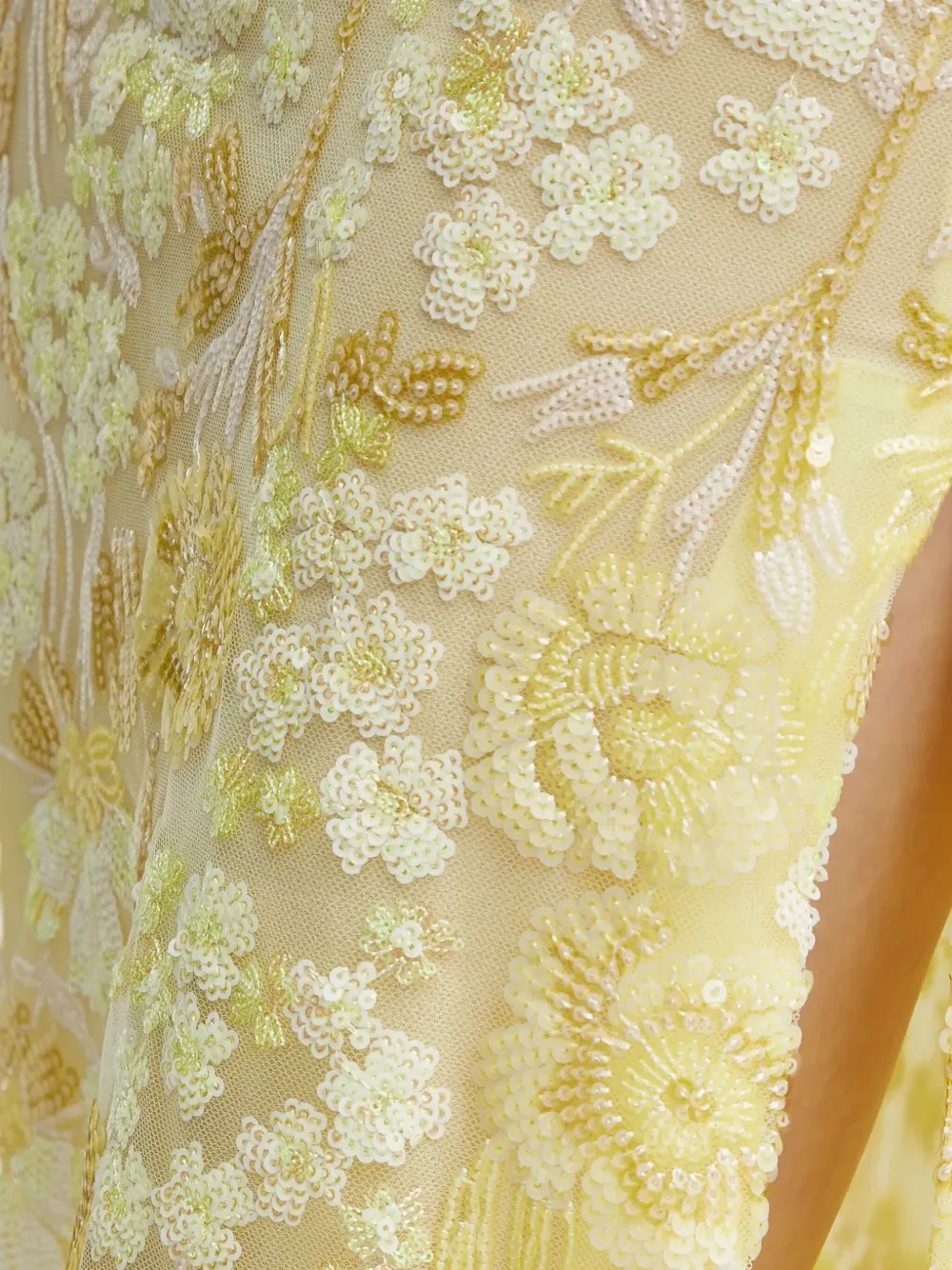 Ermanno Scervino Floral-embroidered Sequin Skirt In Yellow
