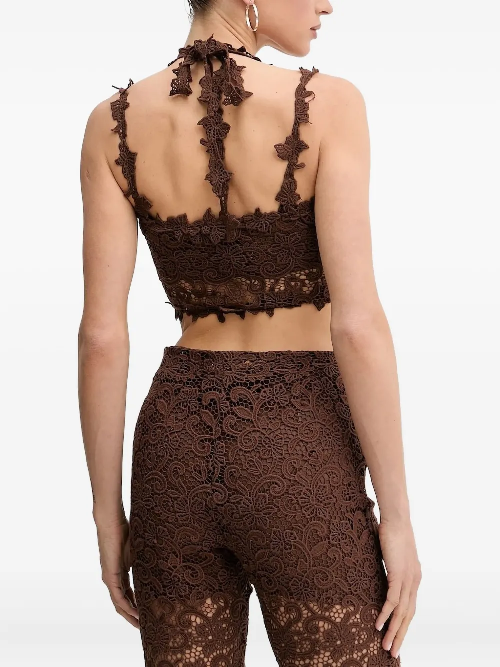 Ermanno Scervino Top met geborduurd kant Bruin