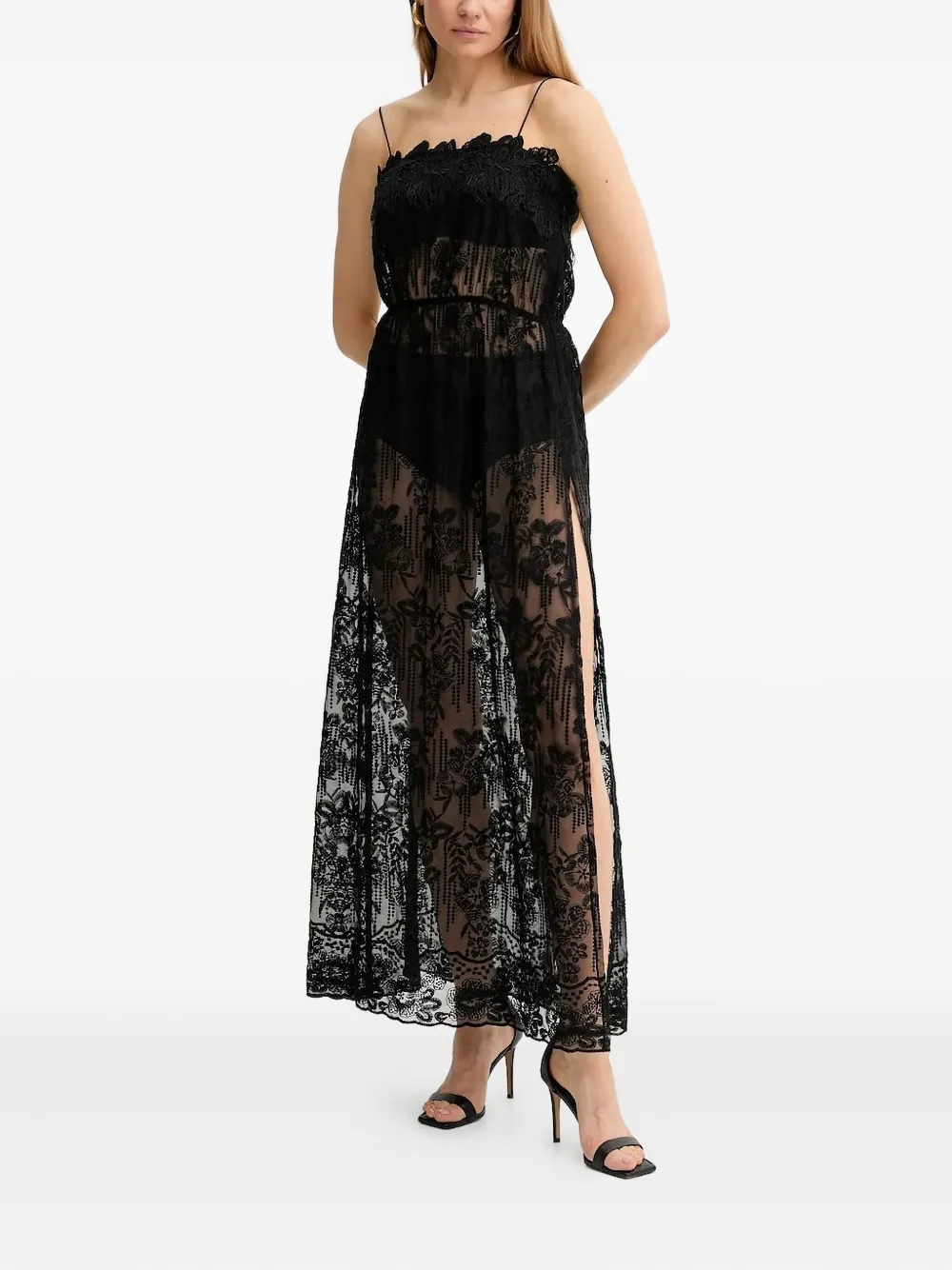 Ermanno Scervino lace-embellished side-split dress Zwart