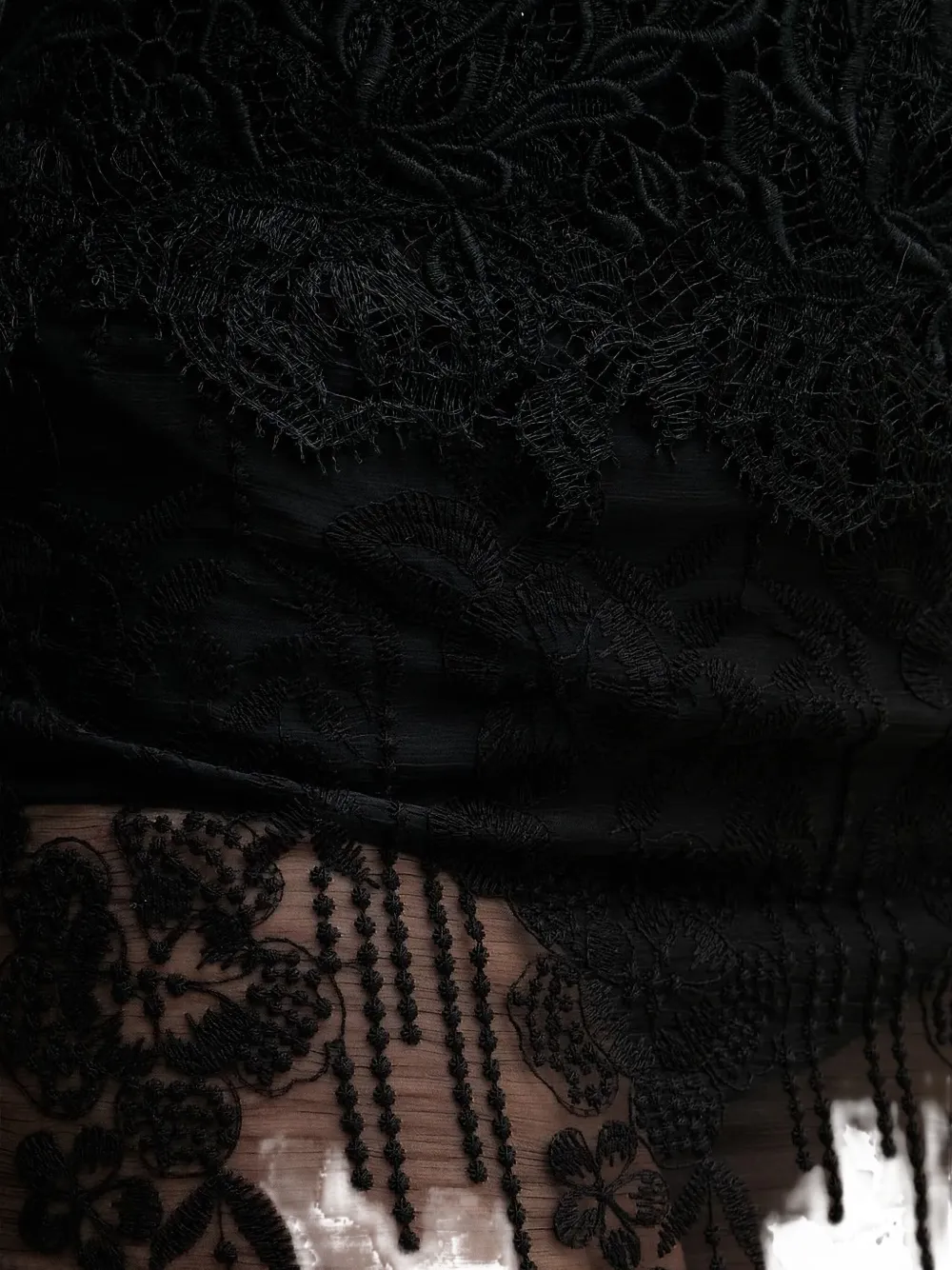 Ermanno Scervino Midi-rok met geborduurd kant Zwart