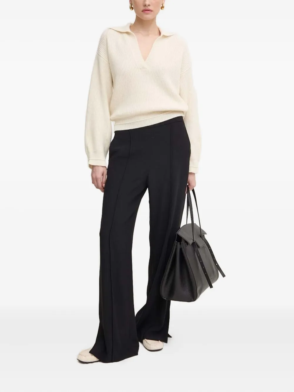 Liviana Conti Broek met naaddetail - Zwart