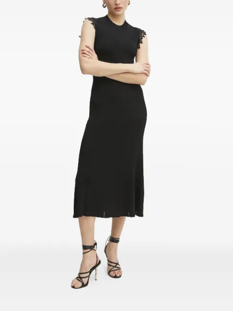 Ermanno Scervino lace-trimmed ribbed-knit midi dress